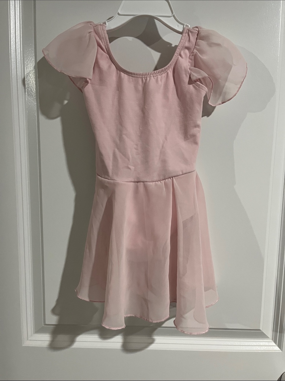Elle Soft Pink Chiffon Flutter-Sleeve Dress